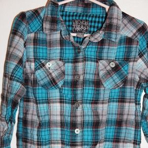 Plaid Layered Long Sleeve Shirt Boys Size 5/6
